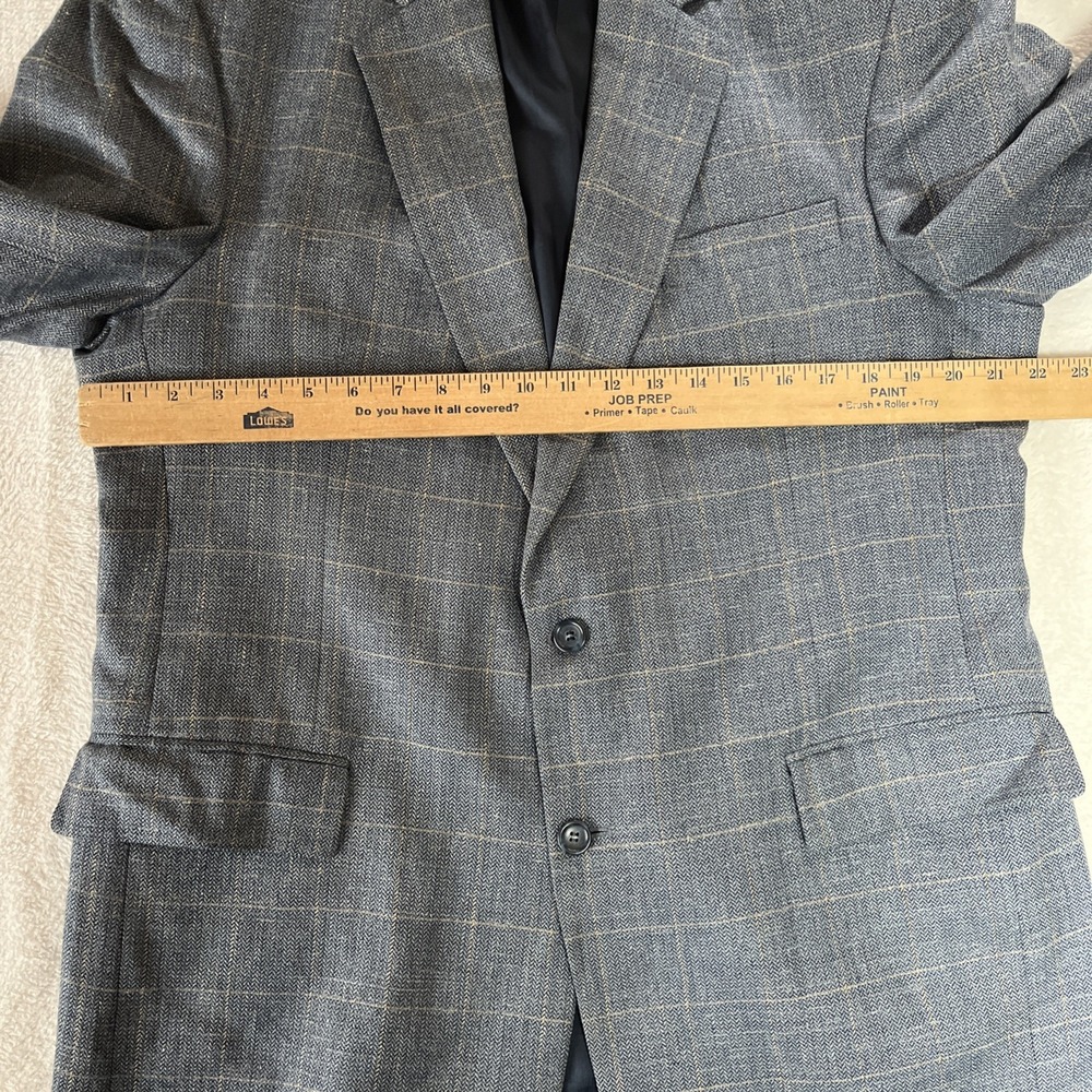 Jos A Bank Blue Glen Plaid Windowpane Silk Linen Sport Coat Tailored Fit 44 Long - Picture 5 of 5
